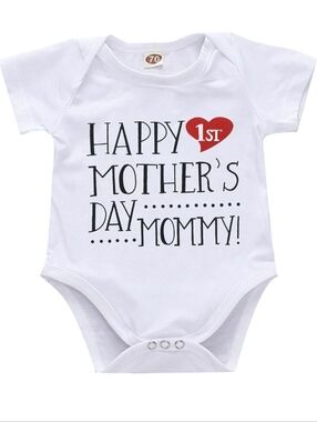 Bundle Of 2 "Happy Mother's Day" Baby One-Piece Bodysuits Size 0-3 M
